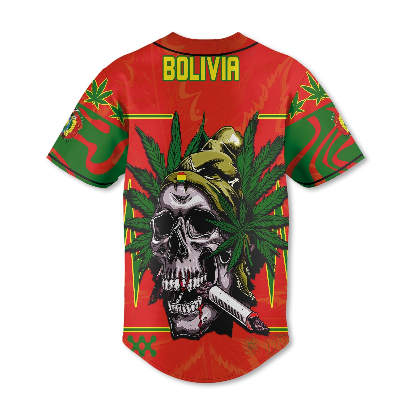 Bolivia Baseball Jersey Flag & Coat Of Arms Marijuanas Style