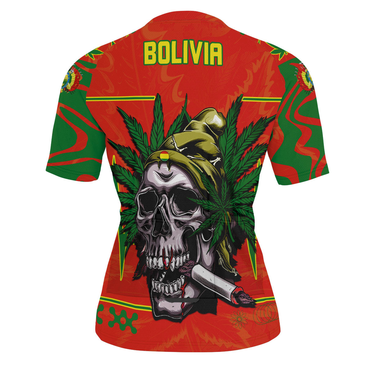 Bolivia Men's Cycling Jersey Flag & Coat Of Arms Marijuanas Style