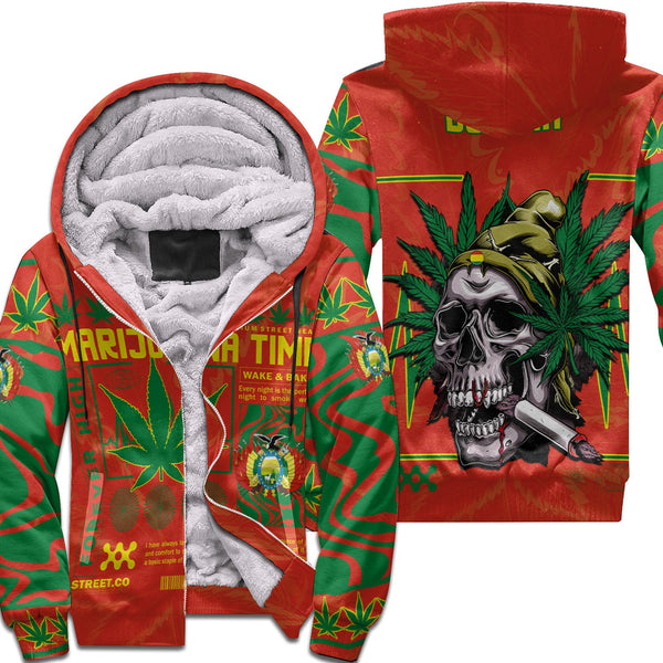 Bolivia Sherpa Hoodie Flag & Coat Of Arms Marijuanas Style