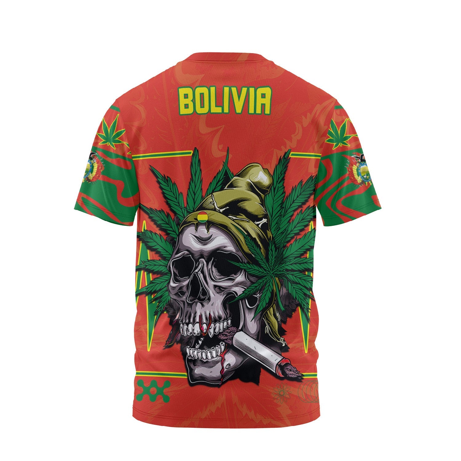 Bolivia T Shirt Flag & Coat Of Arms Marijuanas Style