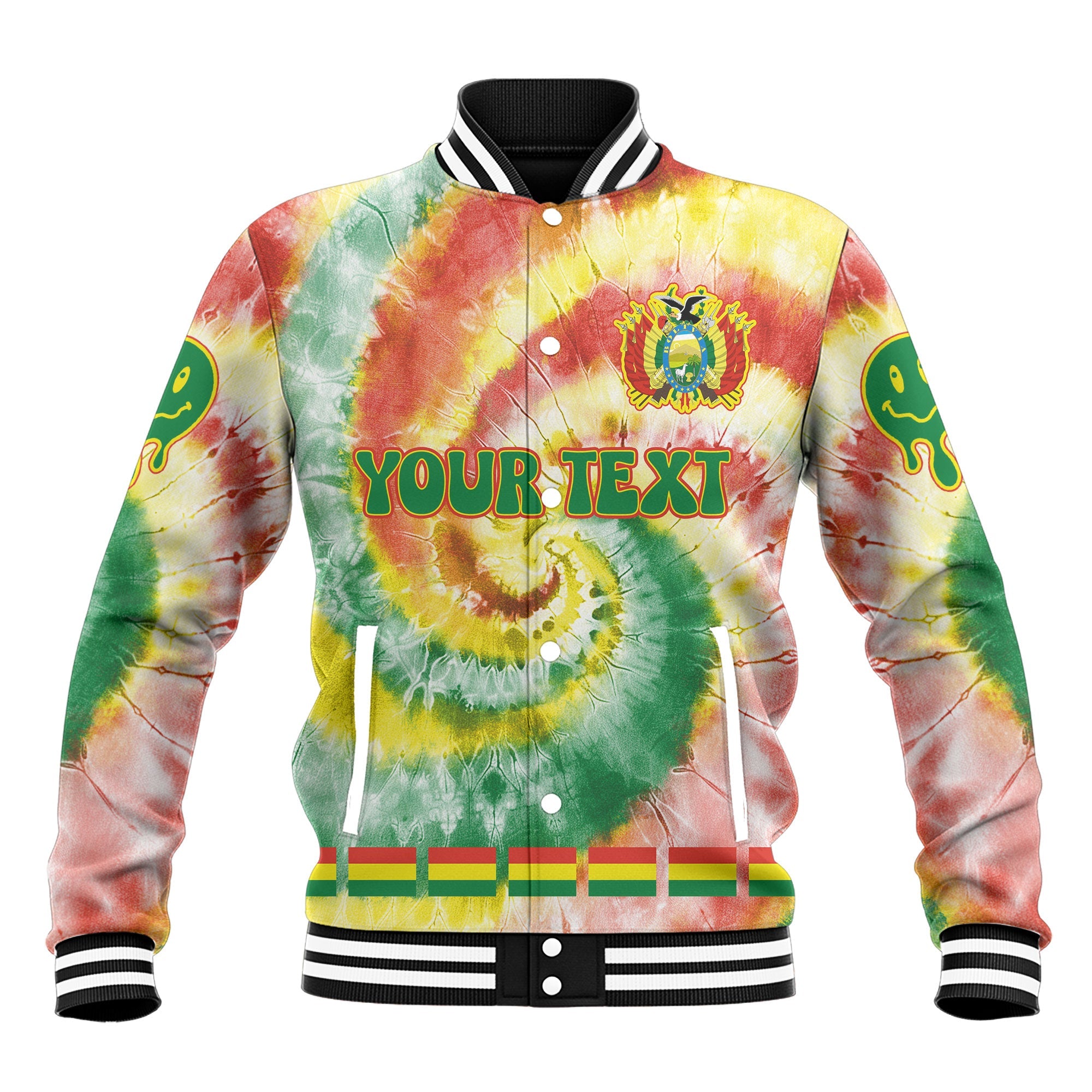 Bolivia Baseball Jacket Custom Tie Dye Style 2