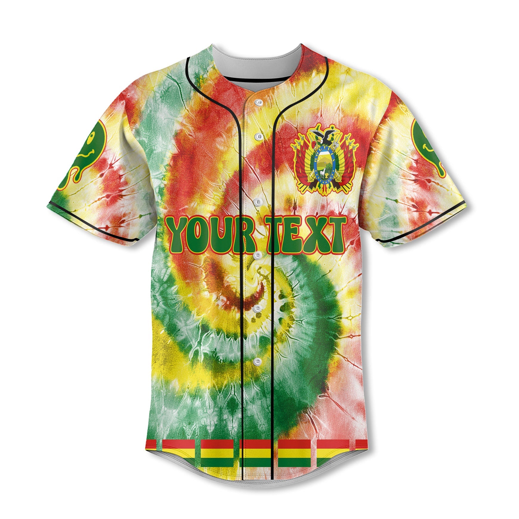 Bolivia Baseball Jersey Custom Tie Dye Style 2