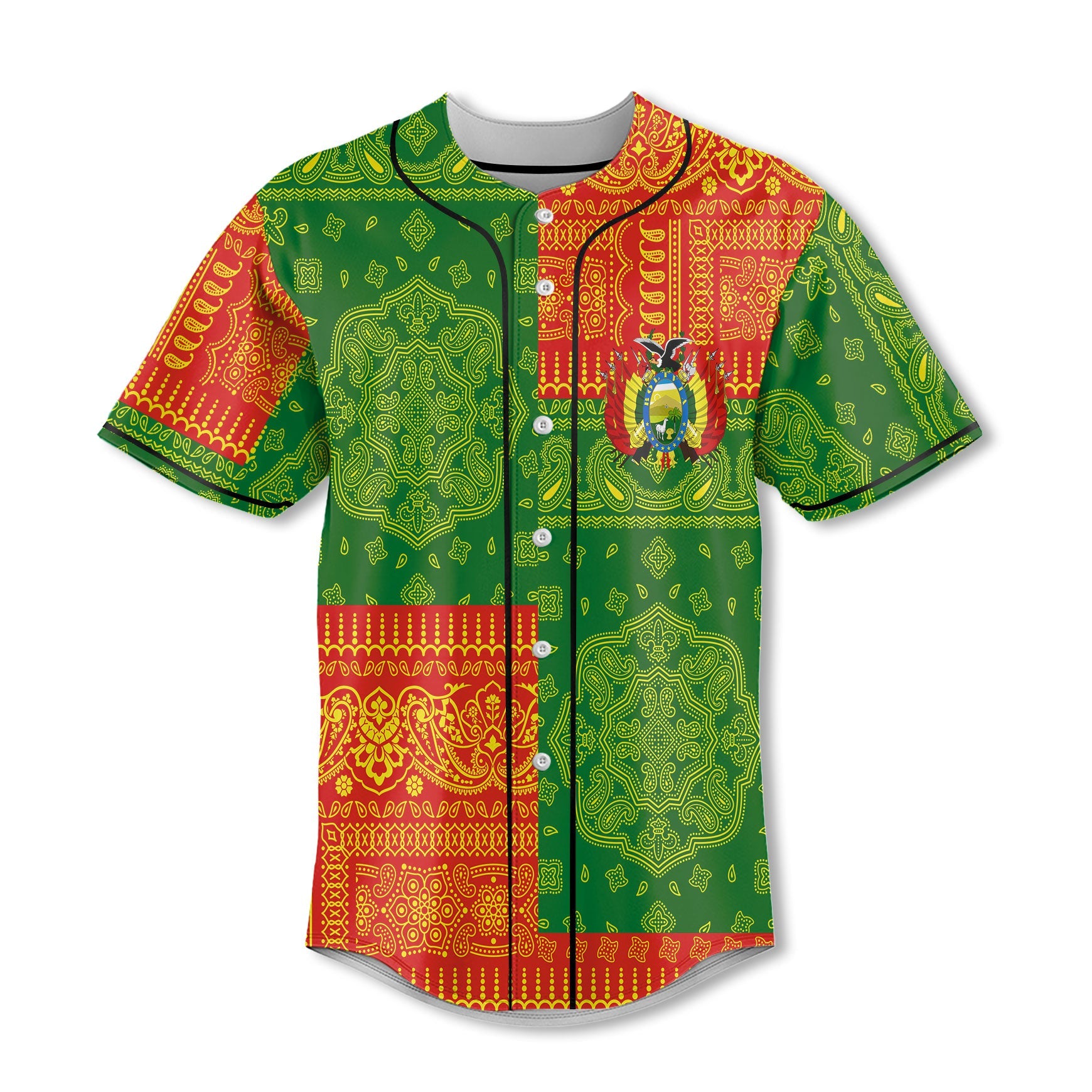 Bolivia Baseball Jersey Flag And Paisley Basic Style 2