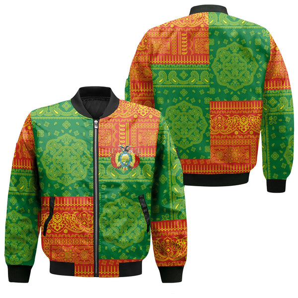 Bolivia Bomber Jacket Flag And Paisley Basic Style 1