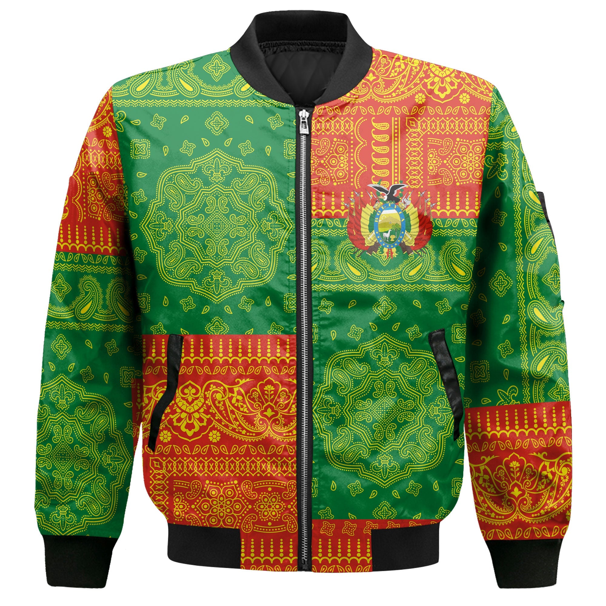 Bolivia Bomber Jacket Flag And Paisley Basic Style 2