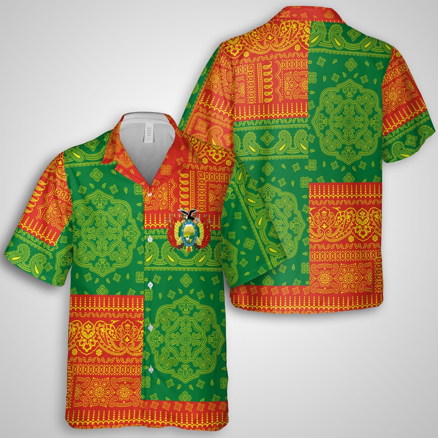 Bolivia Hawaiian Shirt Flag And Paisley Basic Style 1