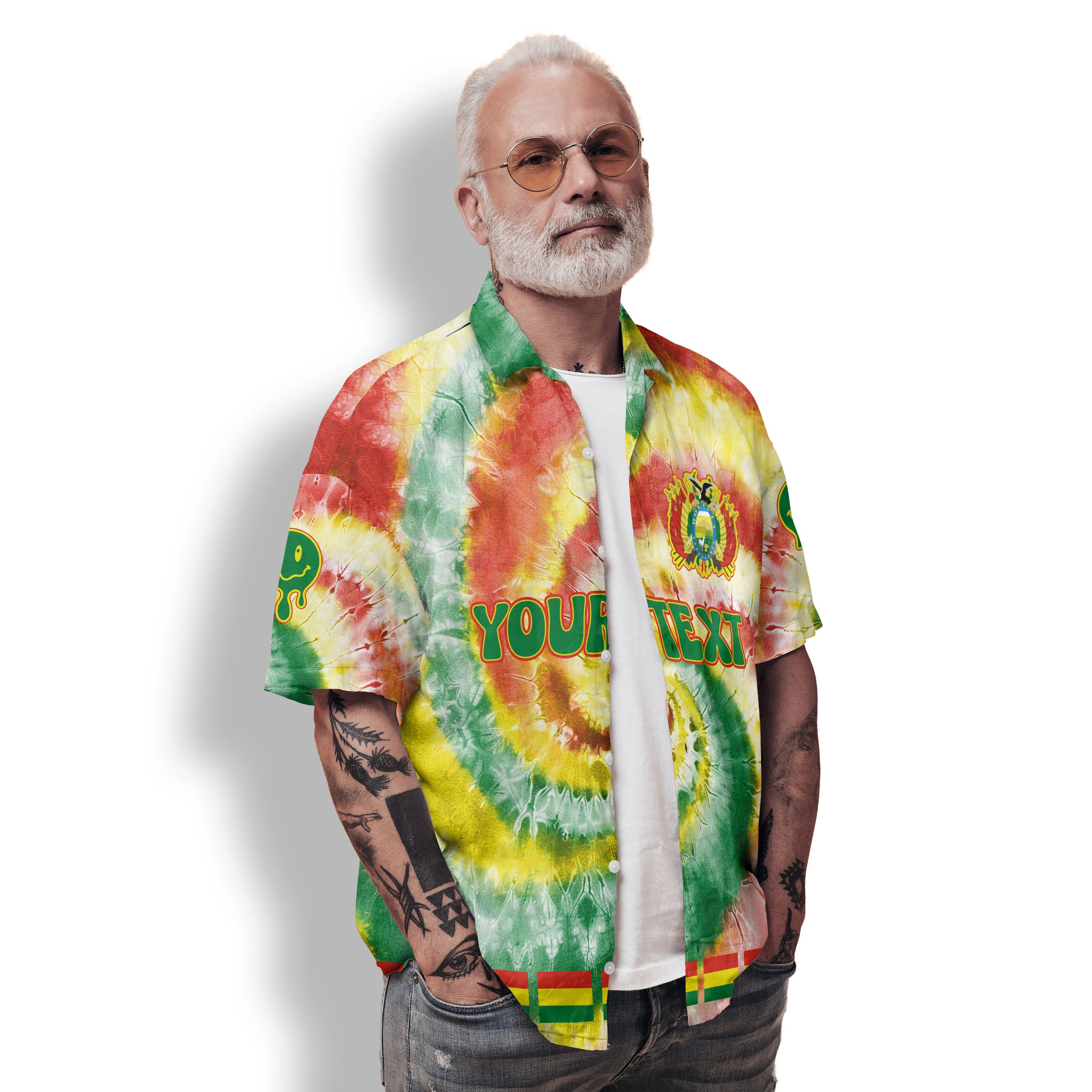 Bolivia Hawaiian Shirt Custom Tie Dye Style 2