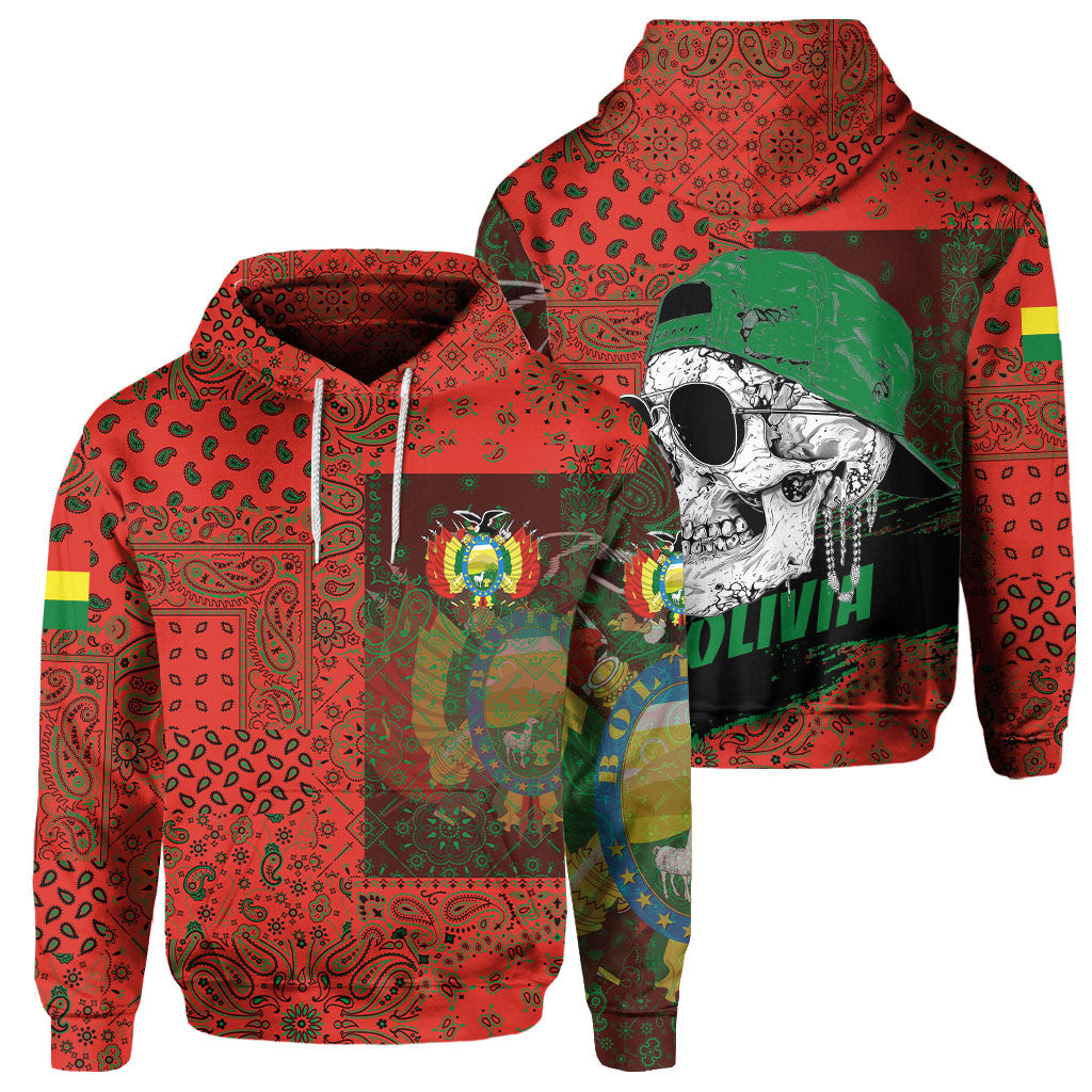 Bolivia Hoodie Paisley Flag And Skull Style 1