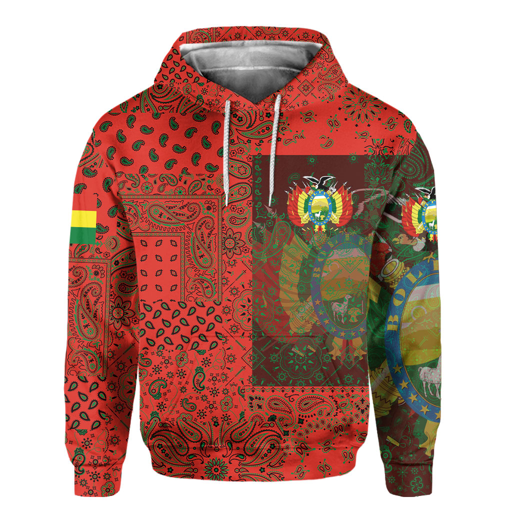 Bolivia Hoodie Paisley Flag And Skull Style 2