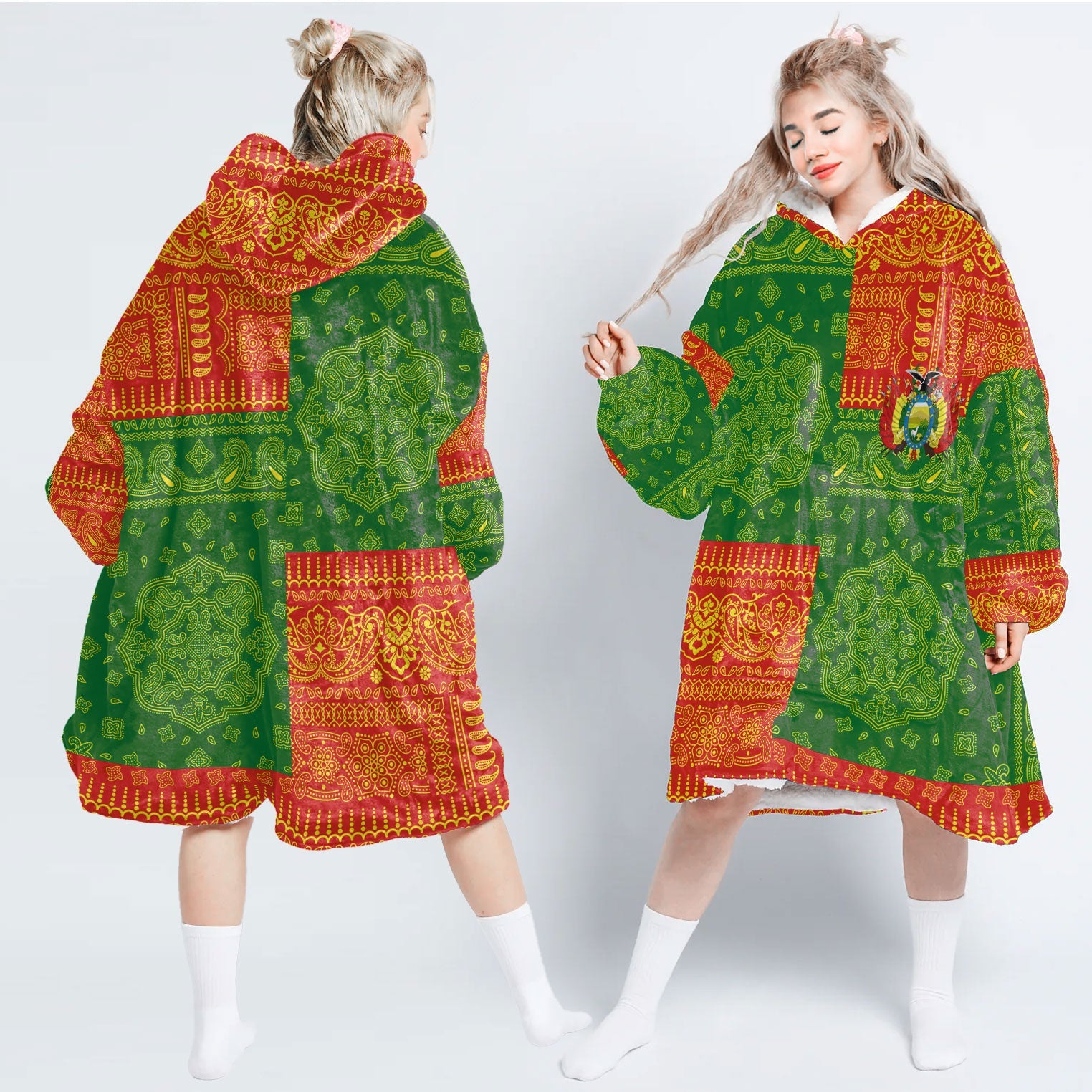 Bolivia Hoodie Blanket Flag And Paisley Basic Style 1