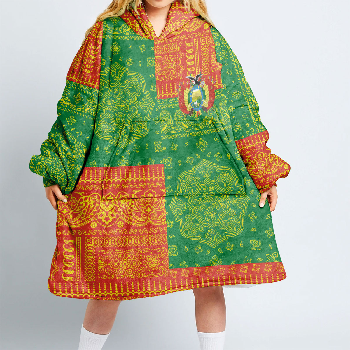 Bolivia Hoodie Blanket Flag And Paisley Basic Style 2