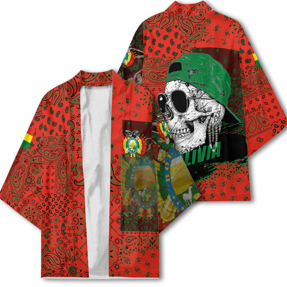 Bolivia Kimono Paisley Flag And Skull Style 2