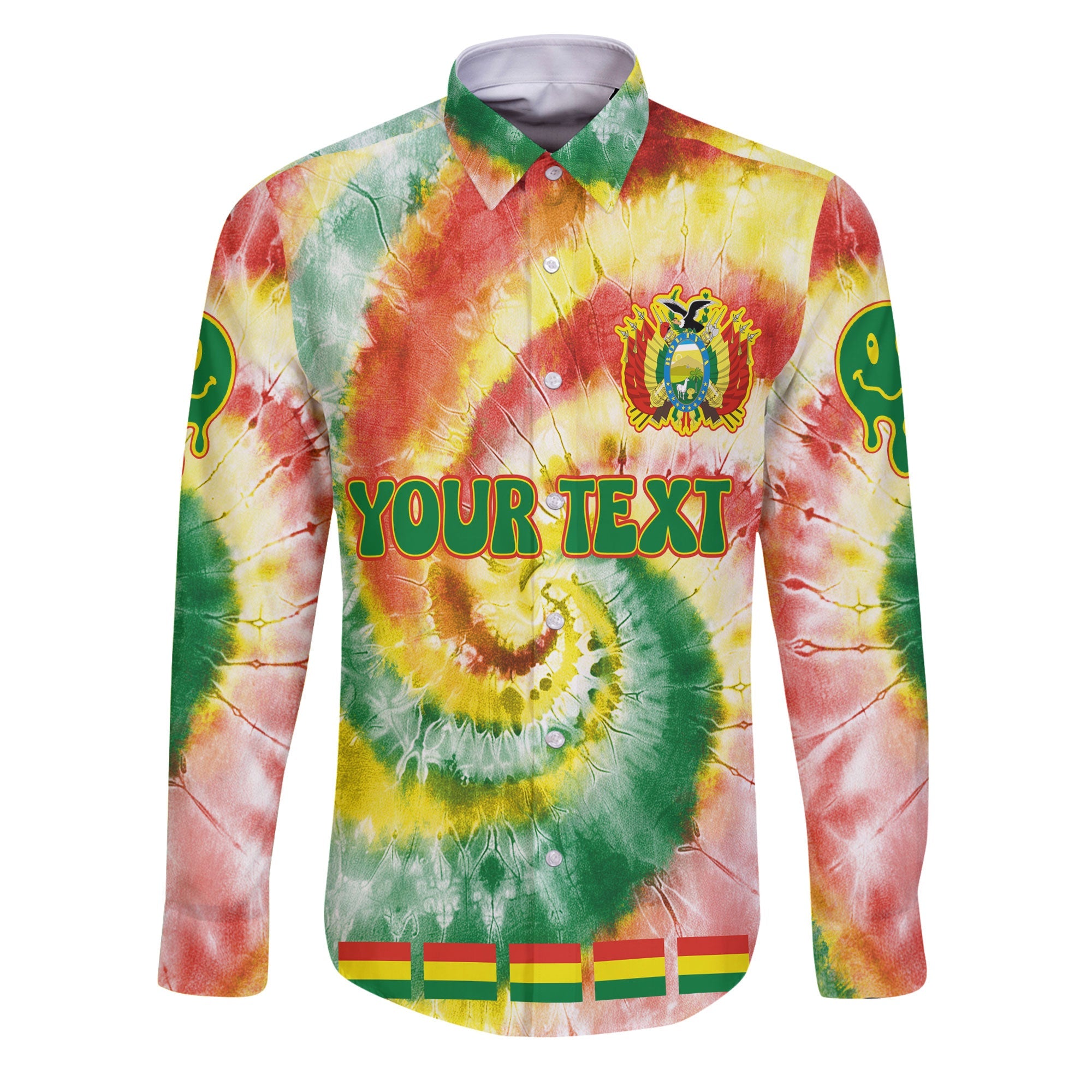 Bolivia Long Sleeve Button Shirt Custom Tie Dye Style 1