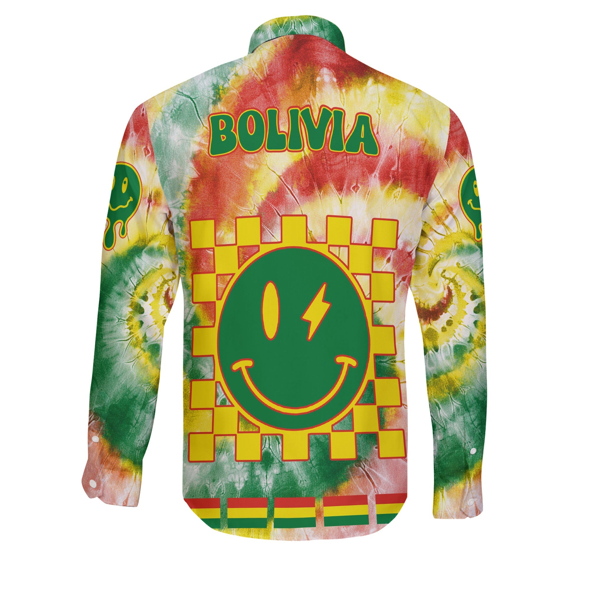 Bolivia Long Sleeve Button Shirt Custom Tie Dye Style 2