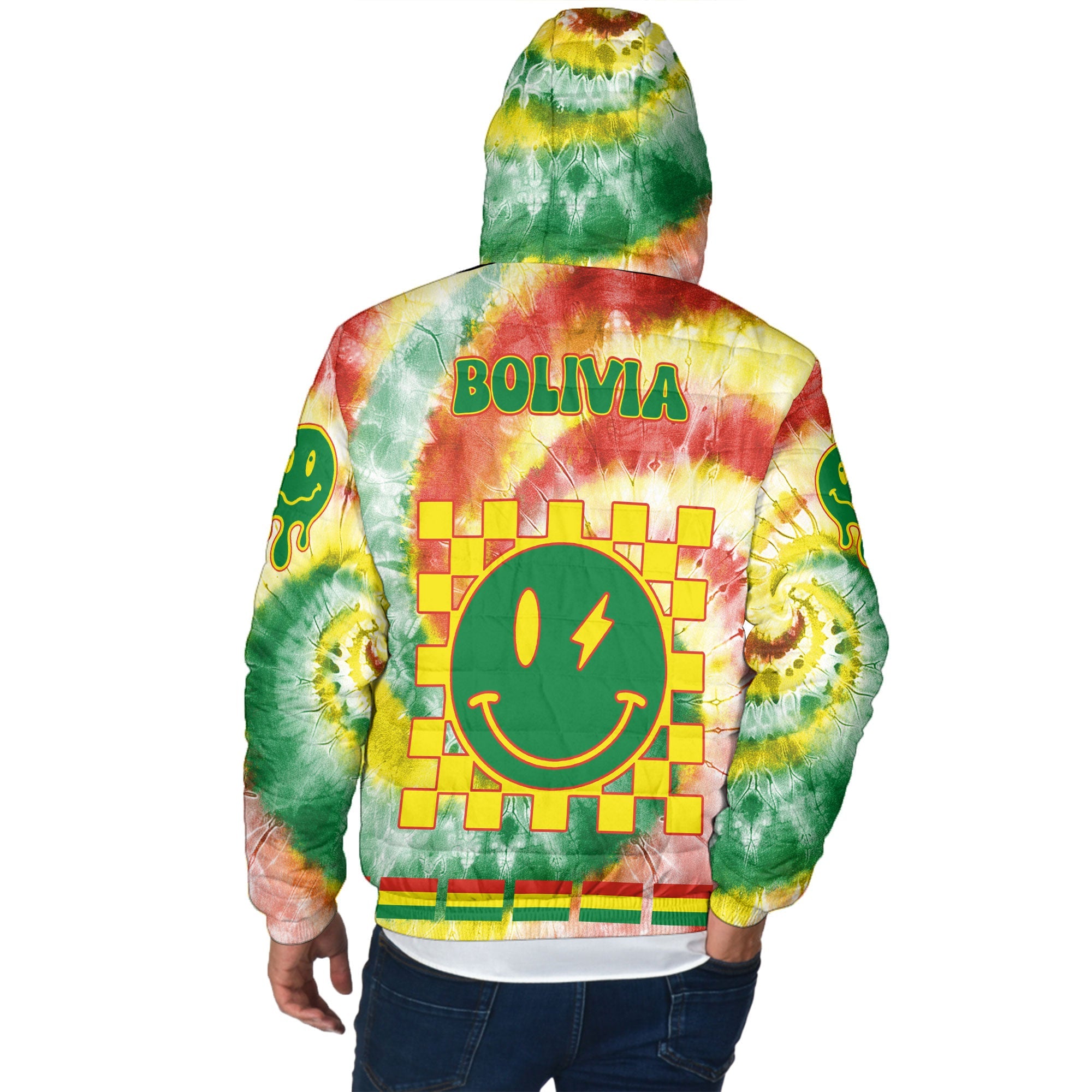 Bolivia Men Hooded Padded Jacket Custom Tie Dye Style 3