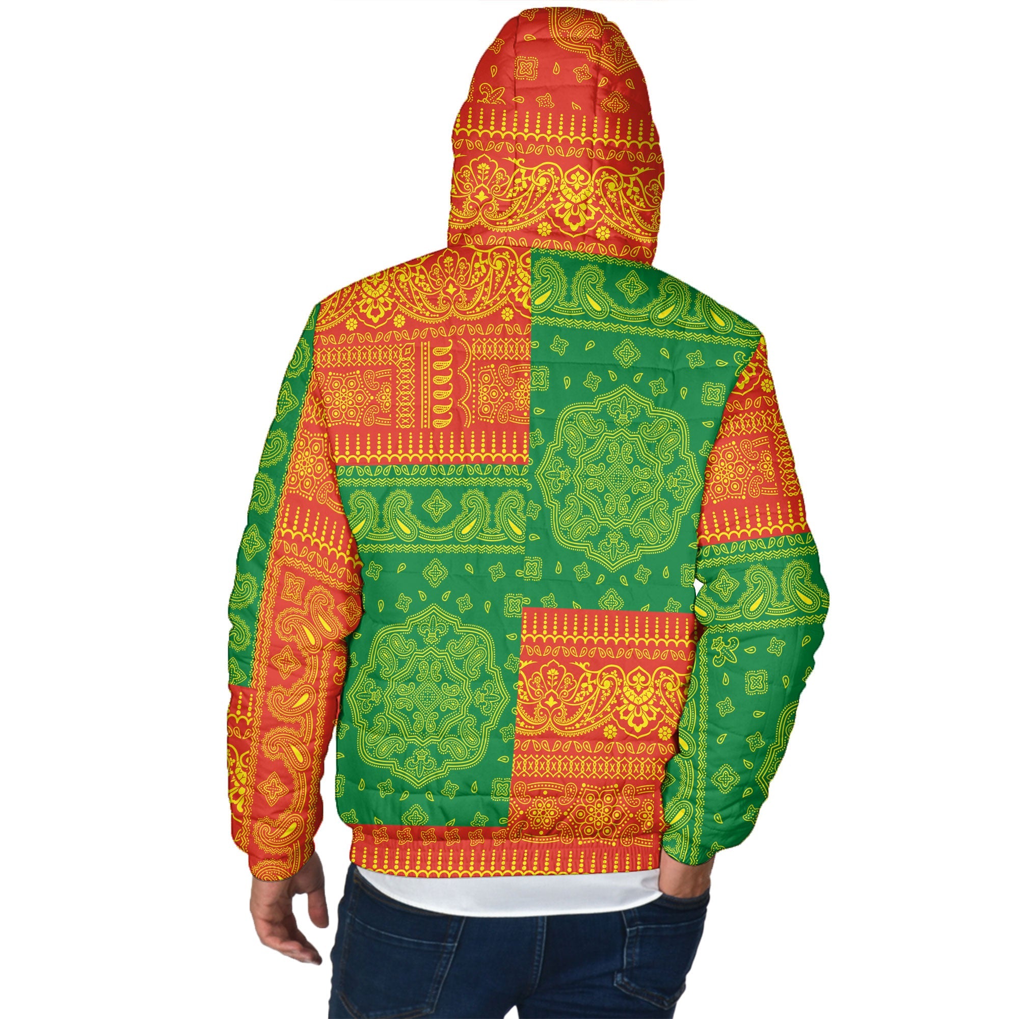 Bolivia Men Hooded Padded Jacket Flag And Paisley Basic Style 3