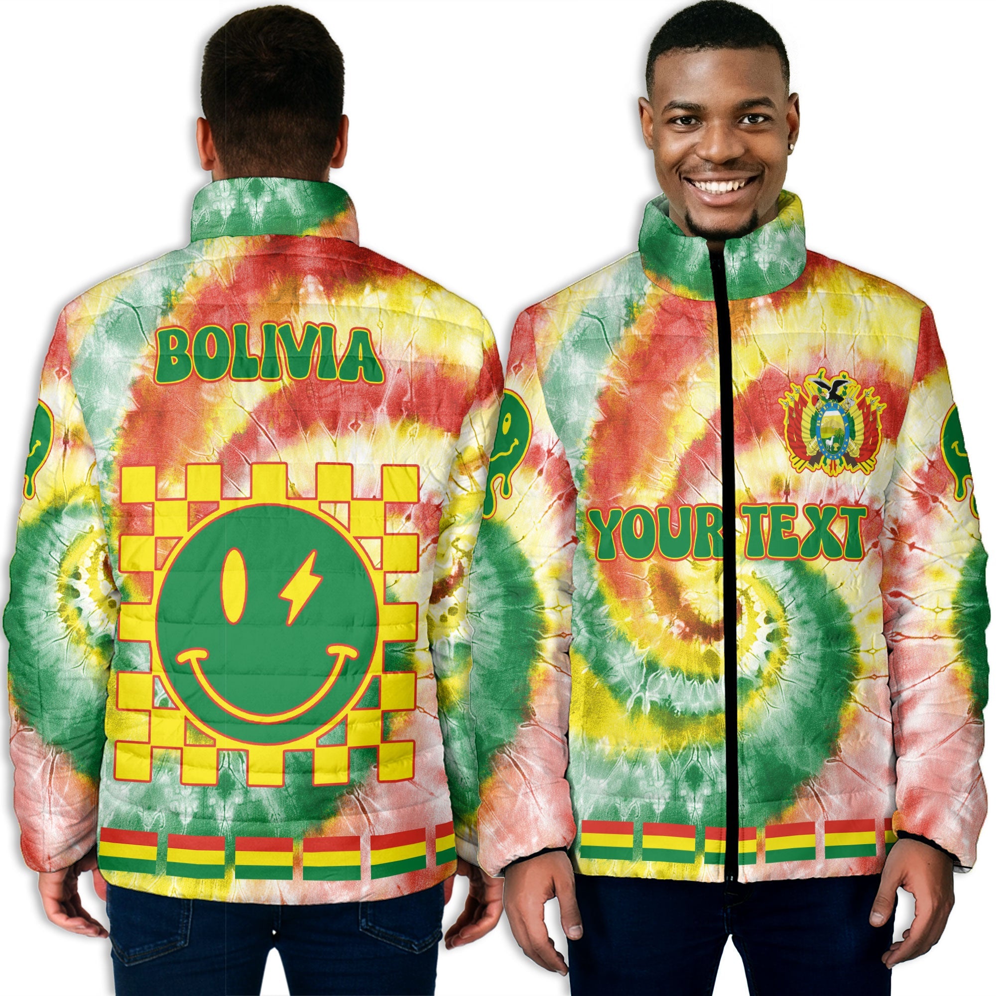 Bolivia Men Padded Jacket Custom Tie Dye Style 3