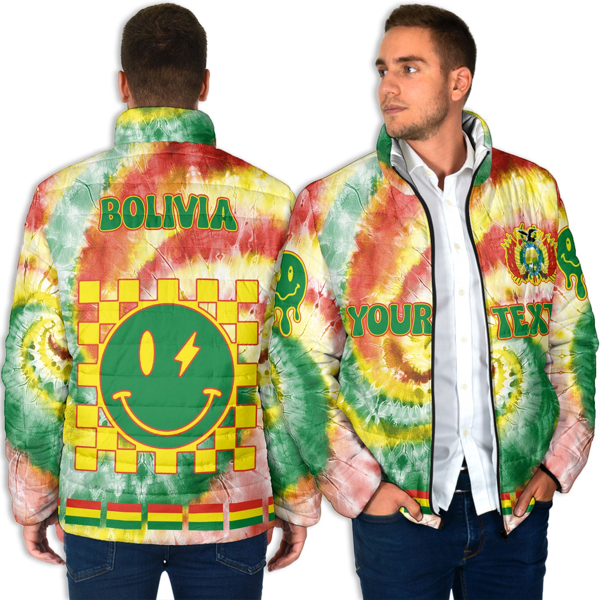 Bolivia Men Padded Jacket Custom Tie Dye Style 4