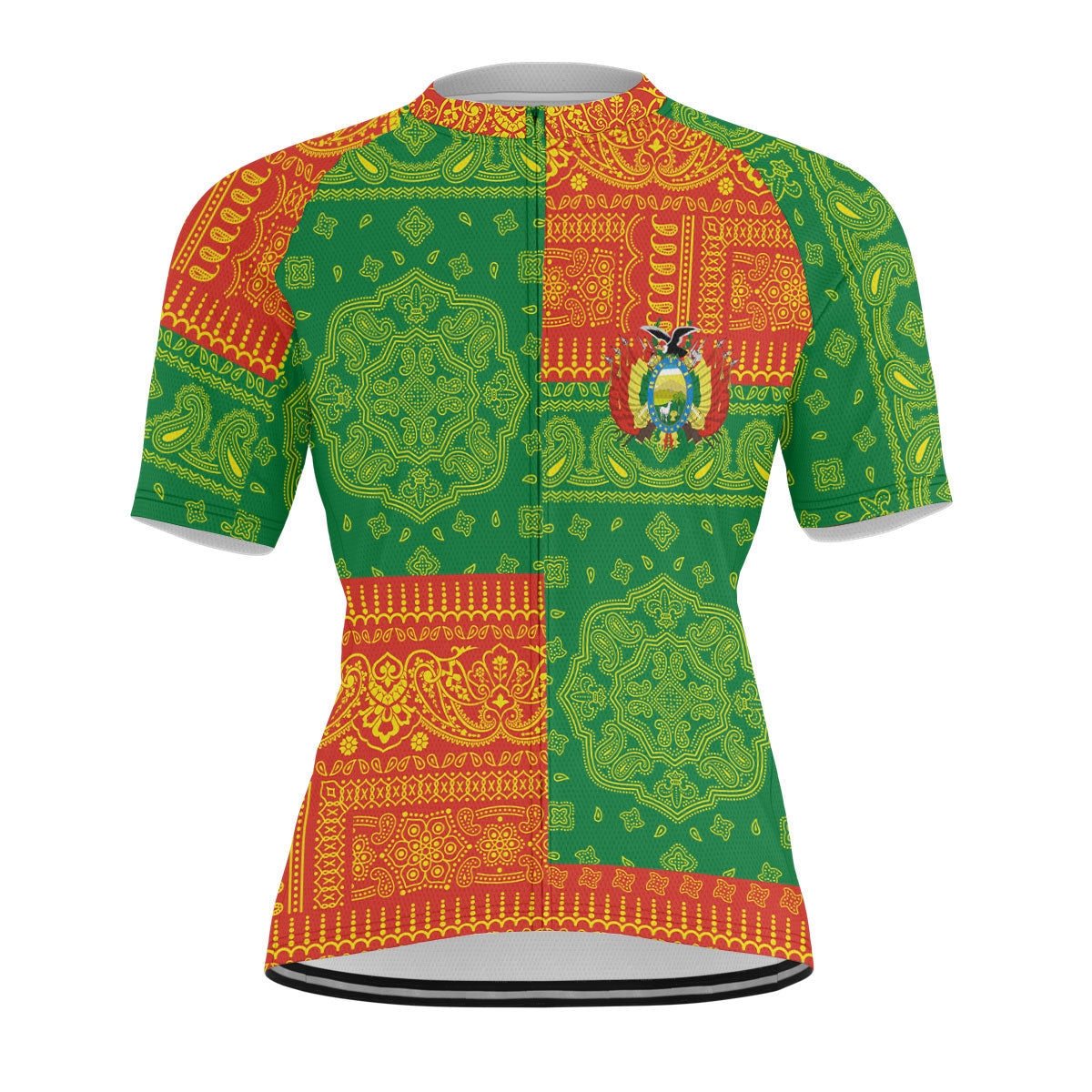 Bolivia Men Cycling Jersey Flag And Paisley Basic Style 1