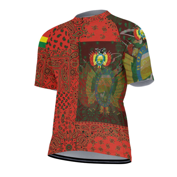 Bolivia Men Cycling Jersey Paisley Flag And Skull Style 3