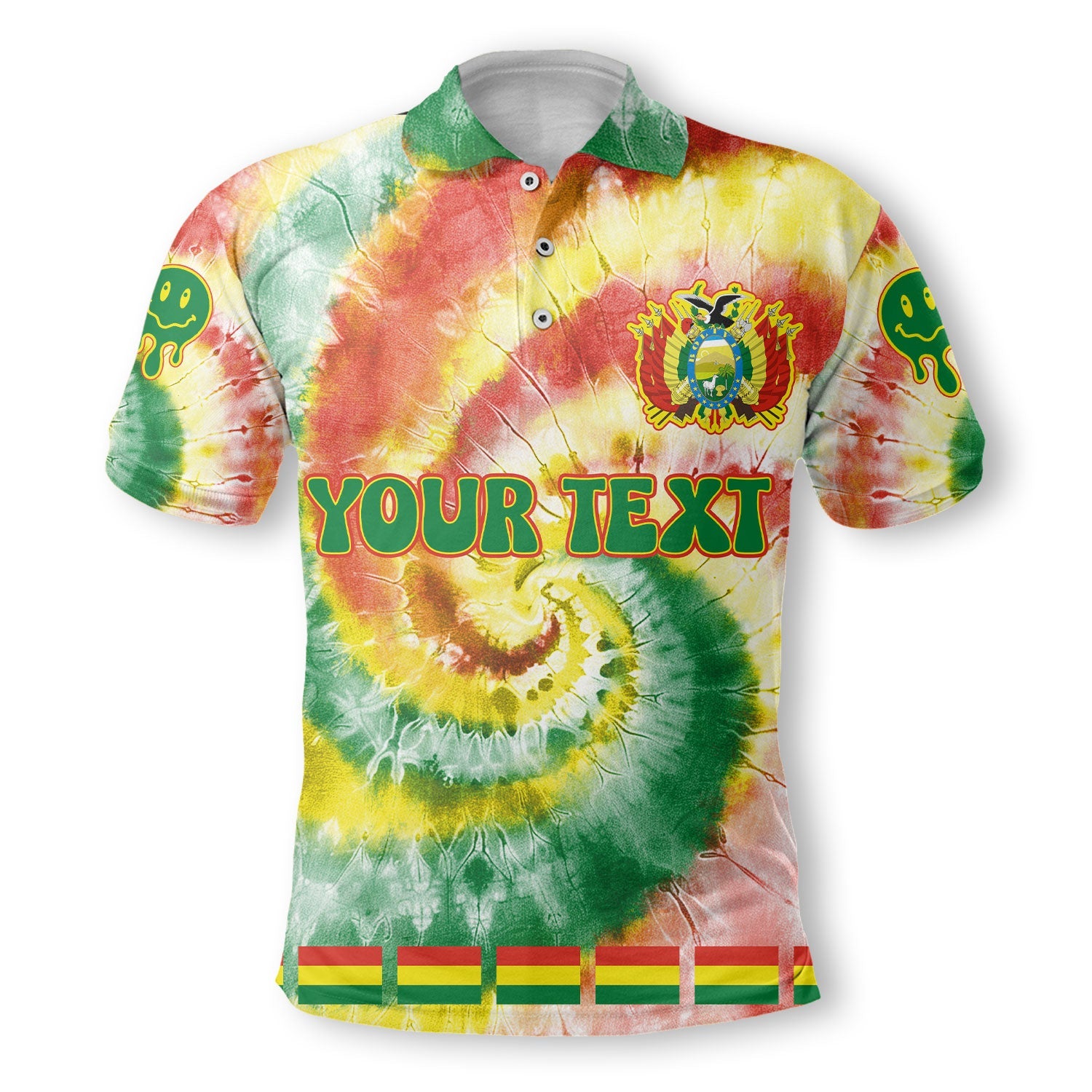 Bolivia Polo Shirt Custom Tie Dye Style 2