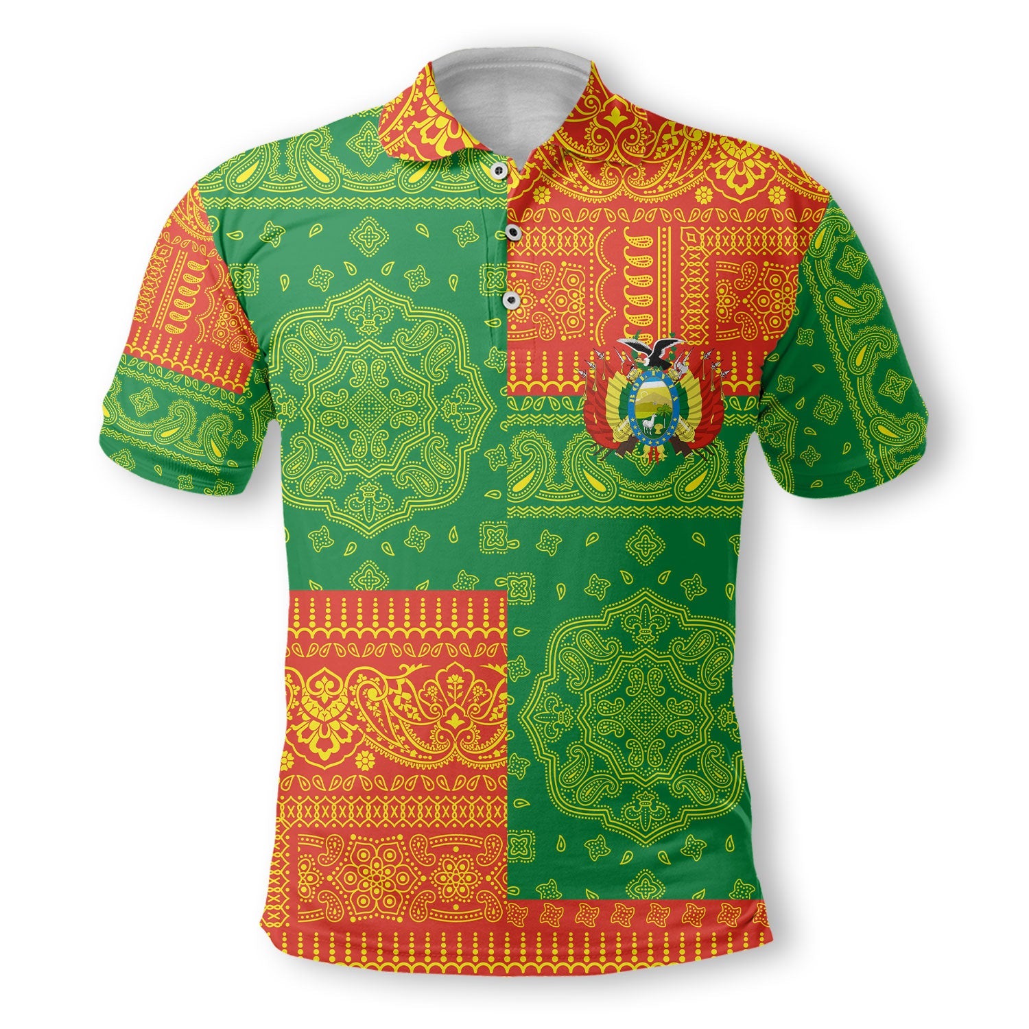 Bolivia Polo Shirt Flag And Paisley Basic Style 2