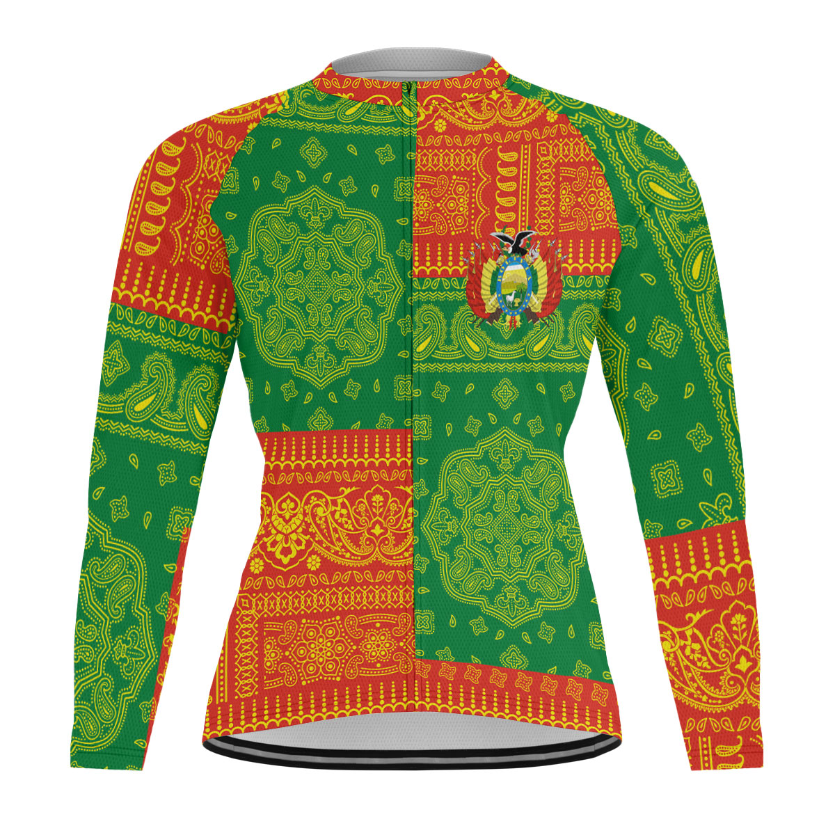 Bolivia Raglan Men Cycling Jersey Long Sleeve Flag And Paisley Basic Style 1