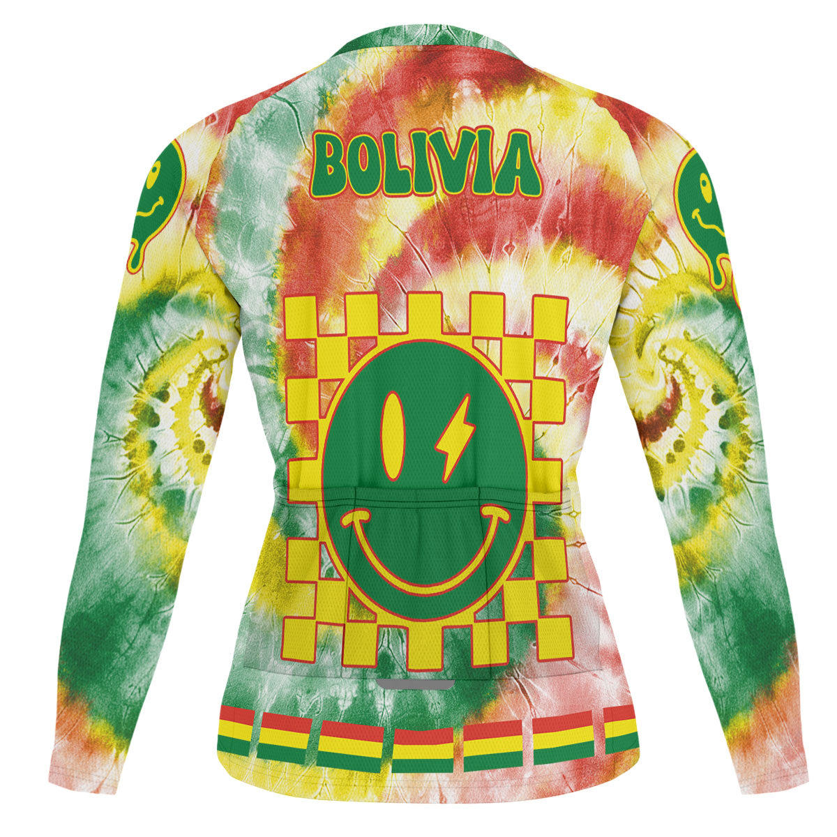 Bolivia Raglan Men Cycling Jersey Long Sleeve Custom Tie Dye Style 1