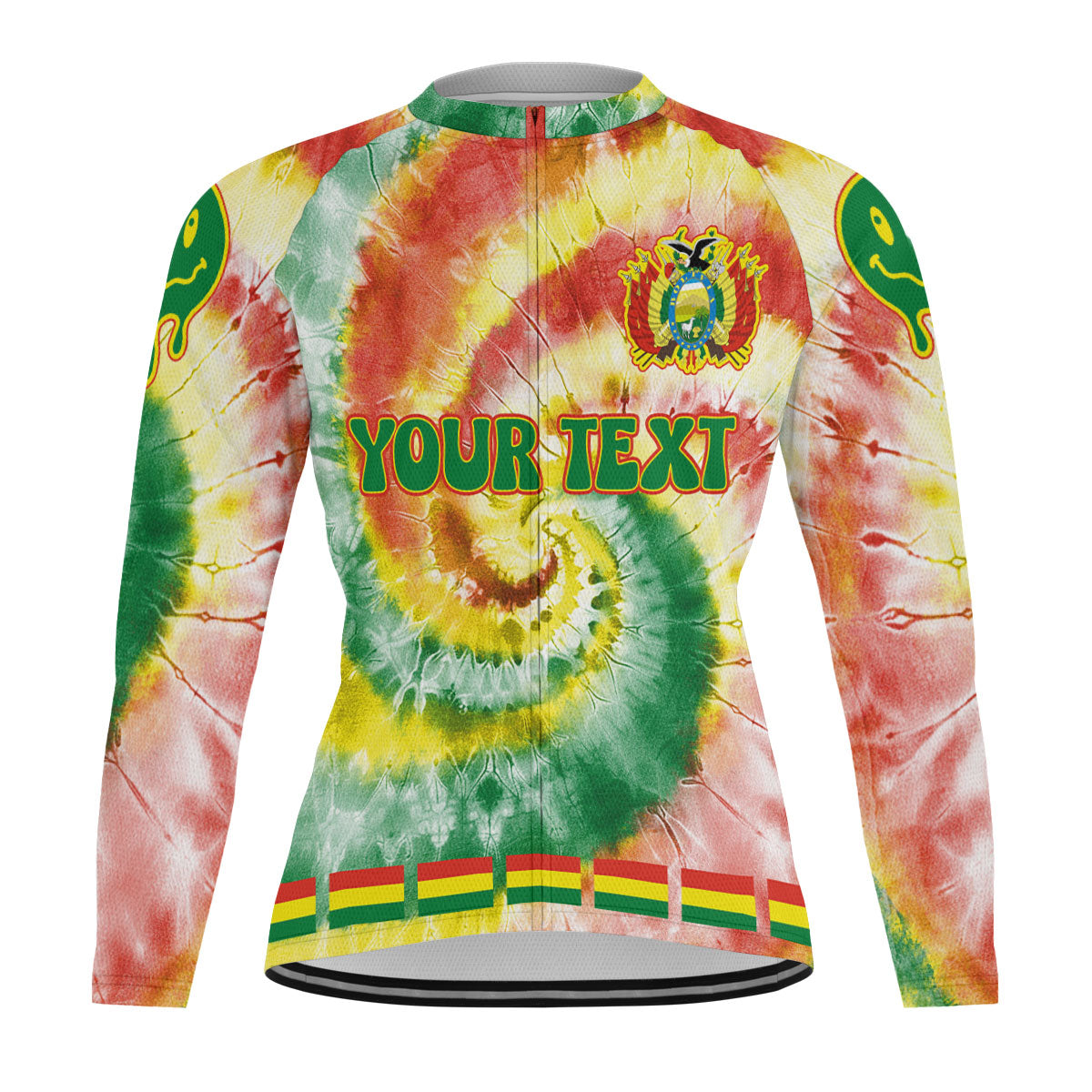 Bolivia Raglan Men Cycling Jersey Long Sleeve Custom Tie Dye Style 2