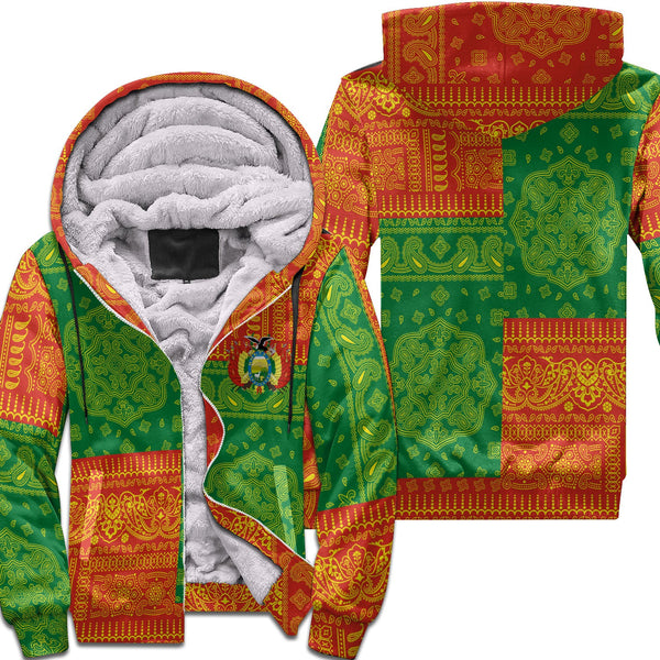 Bolivia Sherpa Hoodie Flag And Paisley Basic Style 1