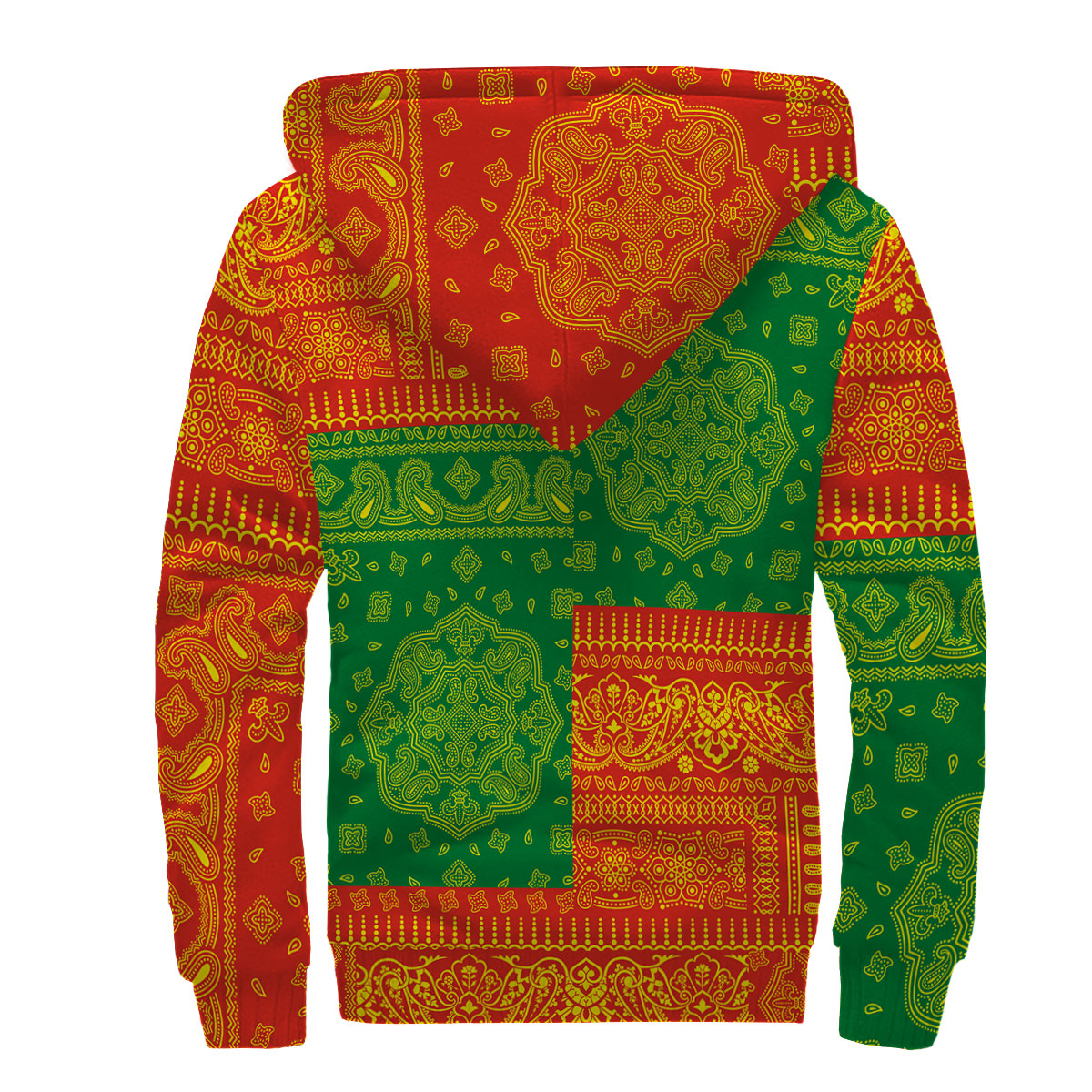 Bolivia Sherpa Hoodie Flag And Paisley Basic Style 2