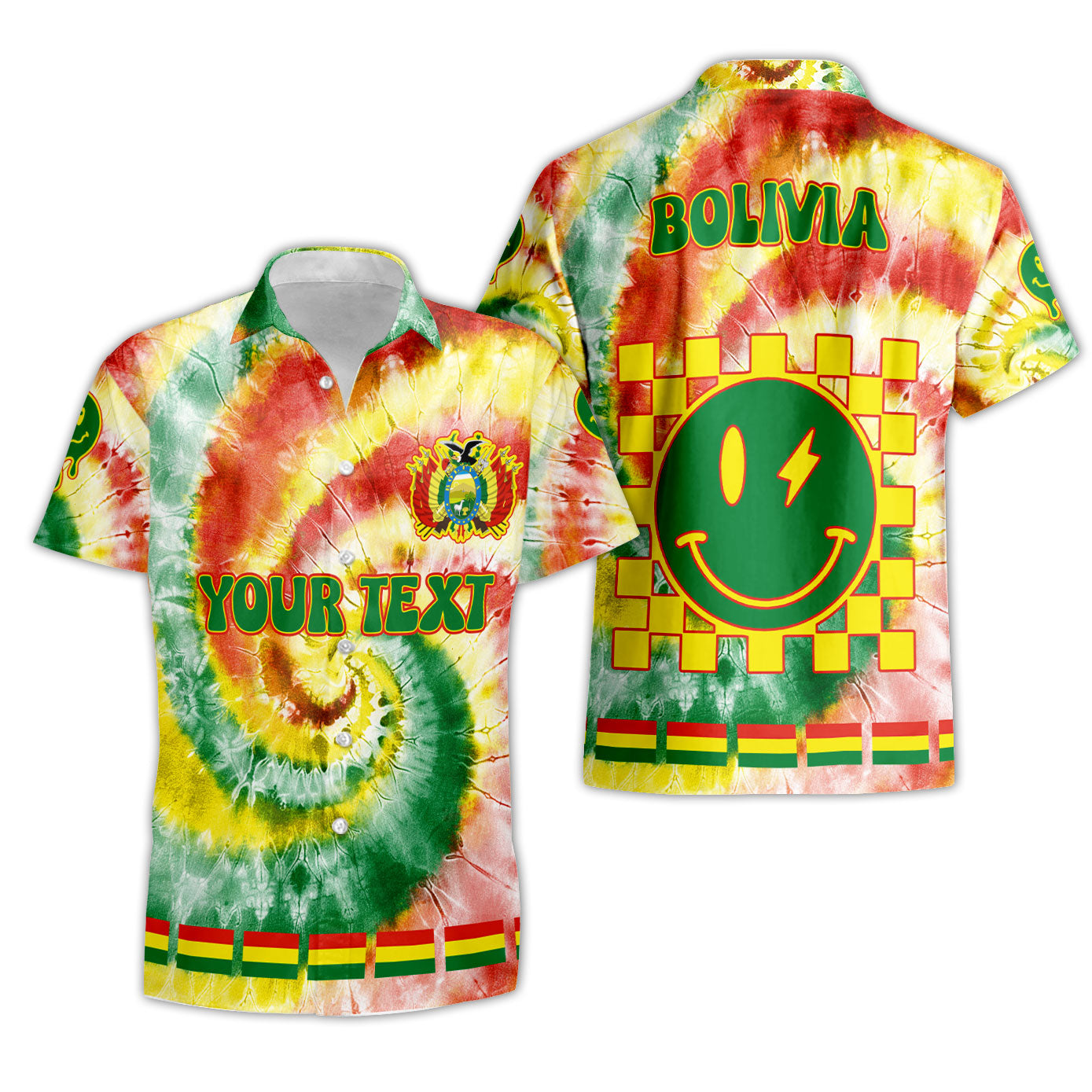 Bolivia Short Sleeve Shirt Custom Tie Dye Style 3