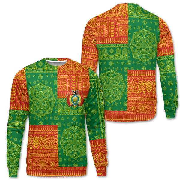 Bolivia Sweatshirt Flag And Paisley Basic Style 1