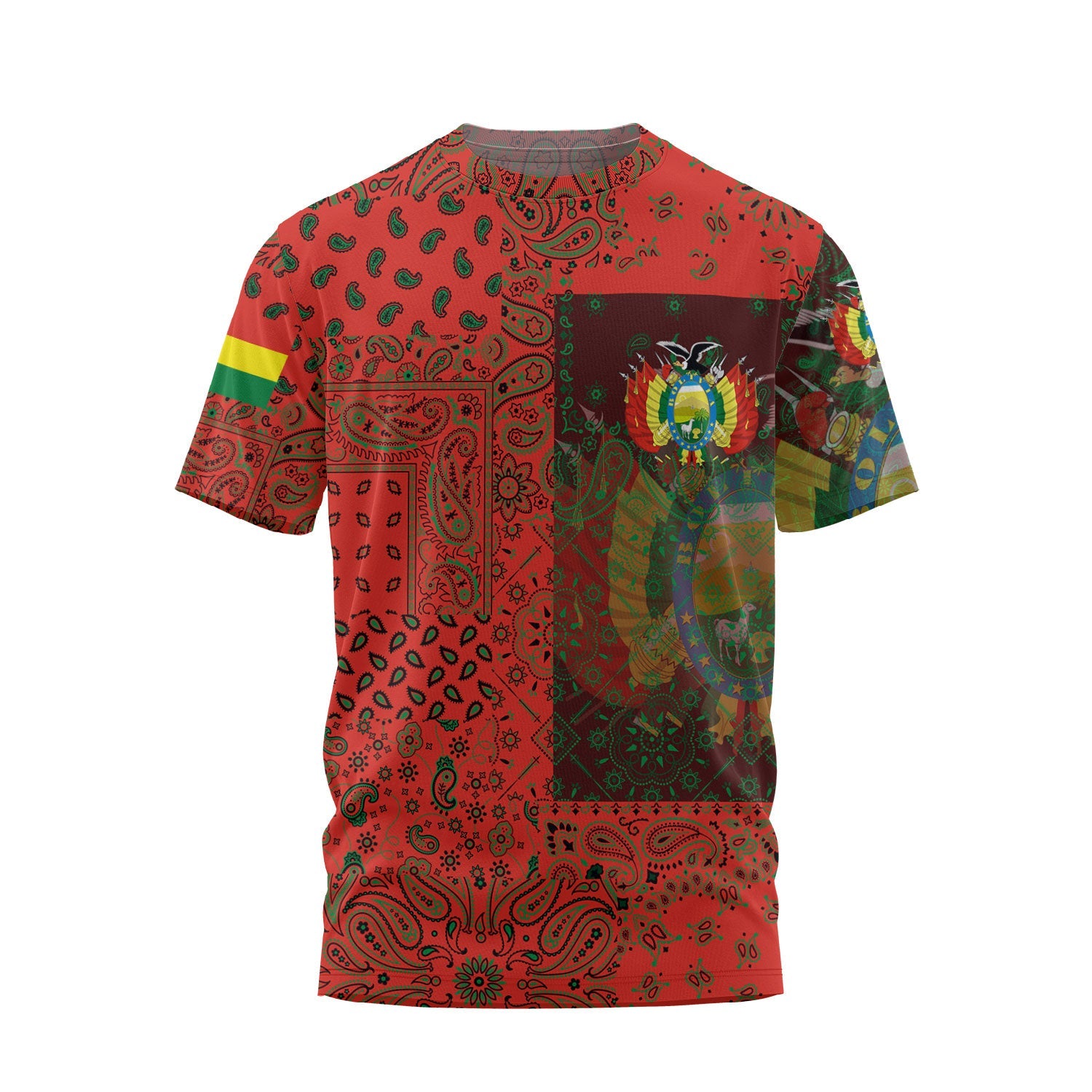 Bolivia T Shirt Paisley Flag And Skull Style 1