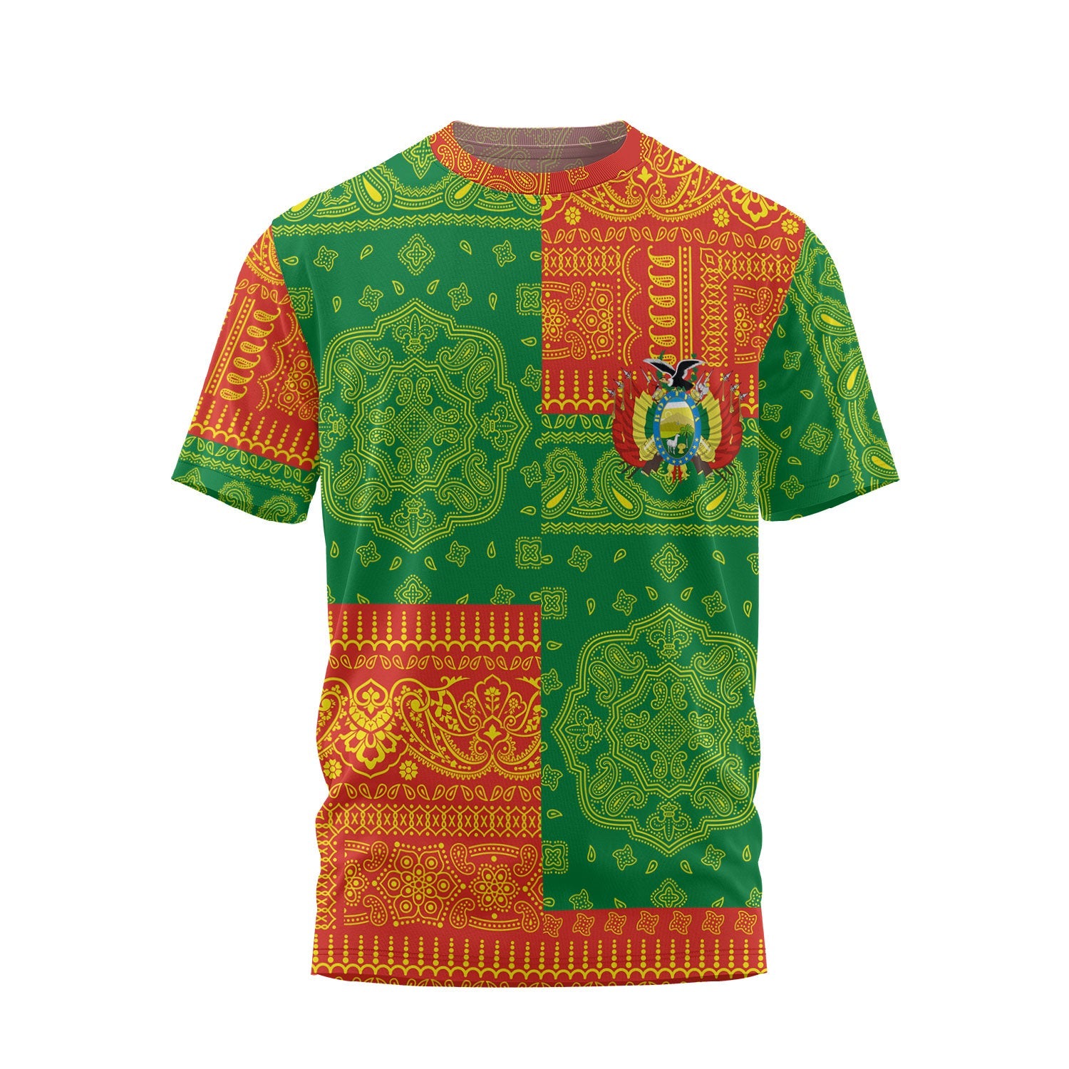 Bolivia T Shirt Flag And Paisley Basic Style 2