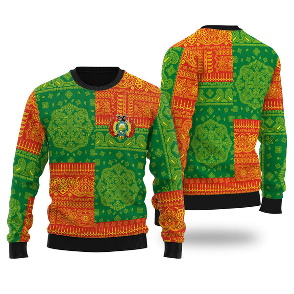 Bolivia Ugly Sweater Flag And Paisley Basic Style 1