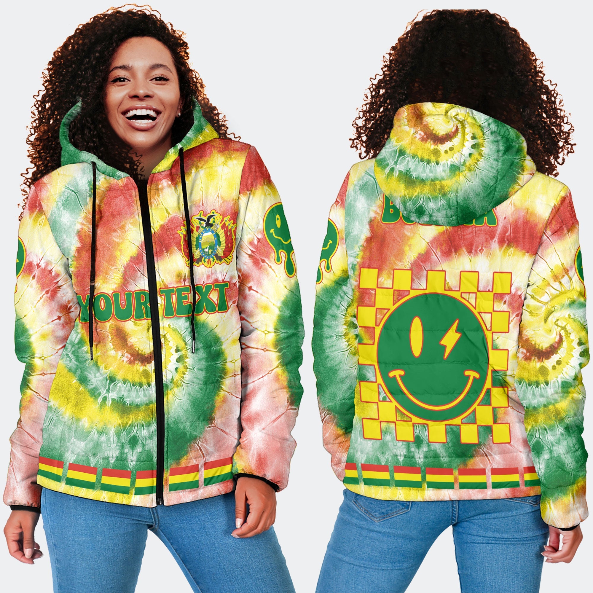 Bolivia Women Hooded Padded Jacket Custom Tie Dye Style 4