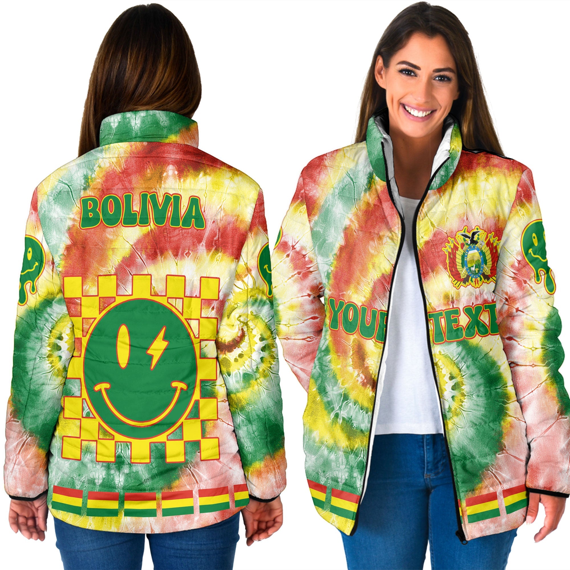 Bolivia Women Padded Jacket Custom Tie Dye Style 3