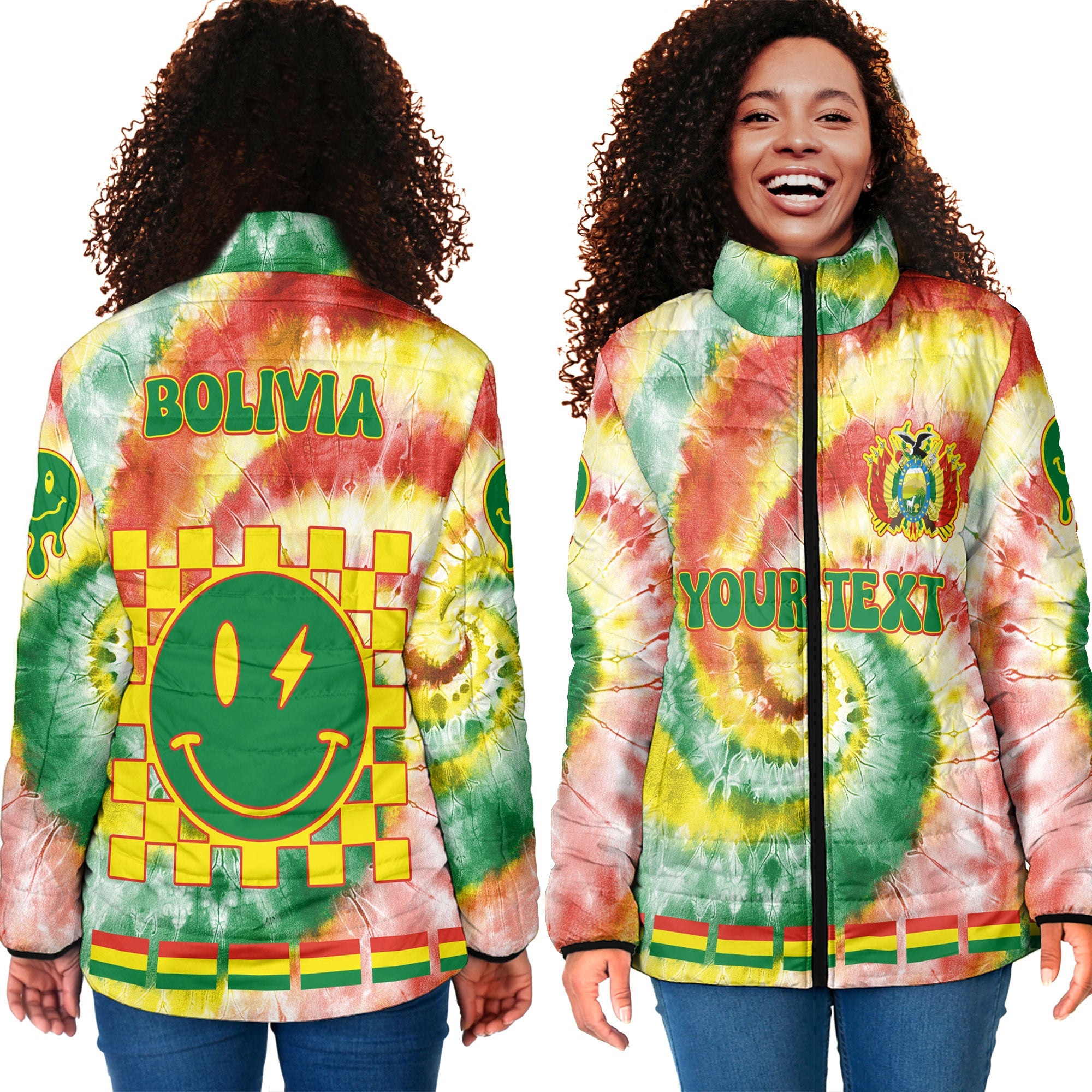 Bolivia Women Padded Jacket Custom Tie Dye Style 4