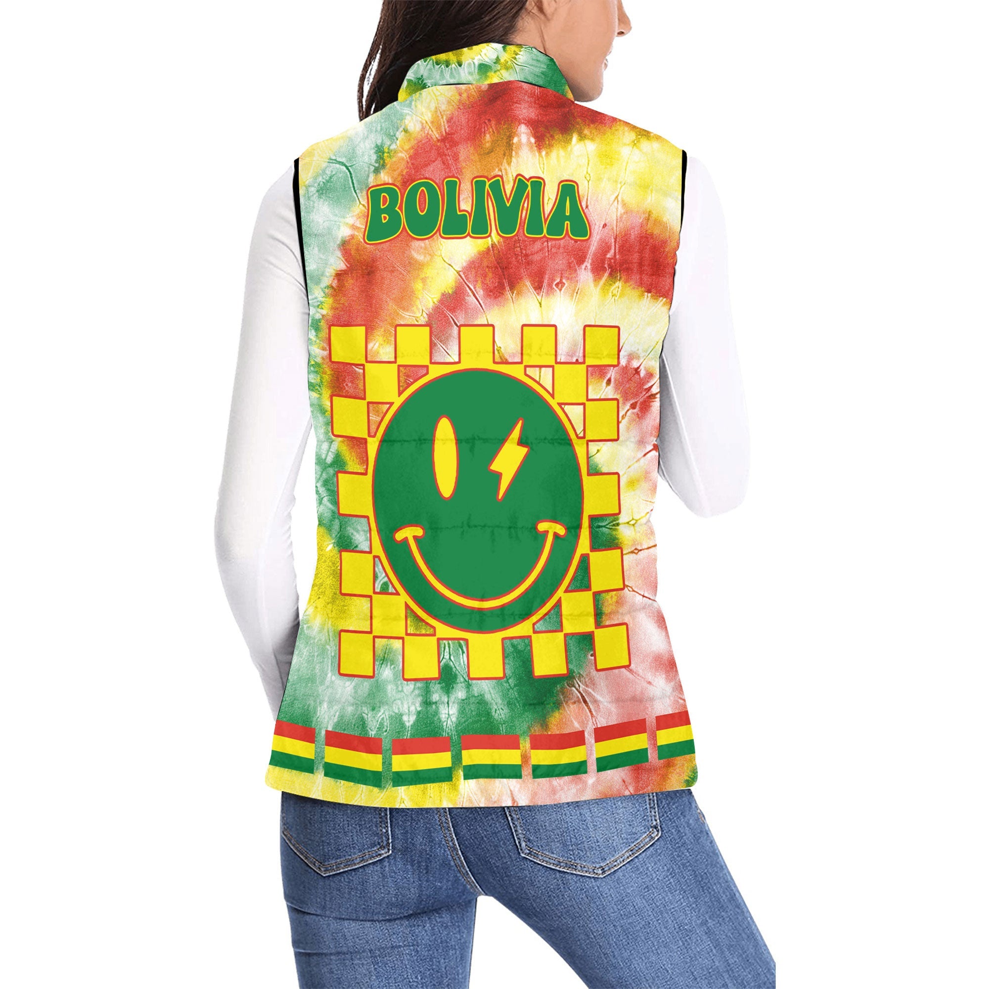 Bolivia Women Padded Jacket Vest Custom Tie Dye Style 2