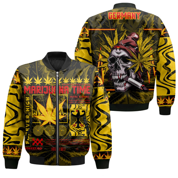 Germany Bomber Jacket Flag & Coat Of Arms Marijuanas Style