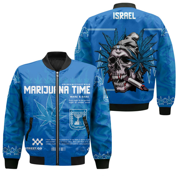 Israel Bomber Jacket Flag & Coat Of Arms Marijuanas Style