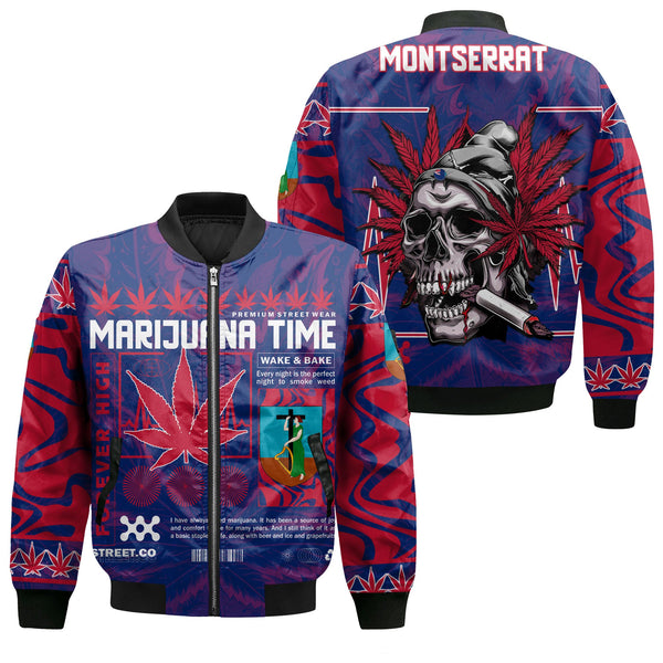 Montserrat Bomber Jacket Flag & Coat Of Arms Marijuanas Style