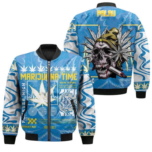 Palau Bomber Jacket Flag & Coat Of Arms Marijuanas Style