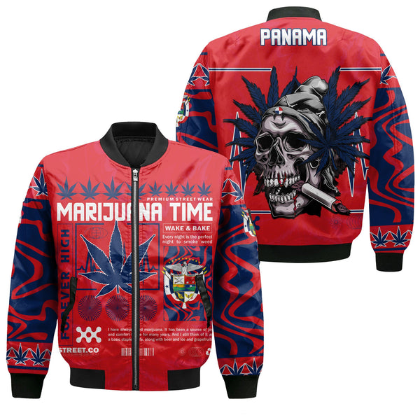 Panama Bomber Jacket Flag & Coat Of Arms Marijuanas Style