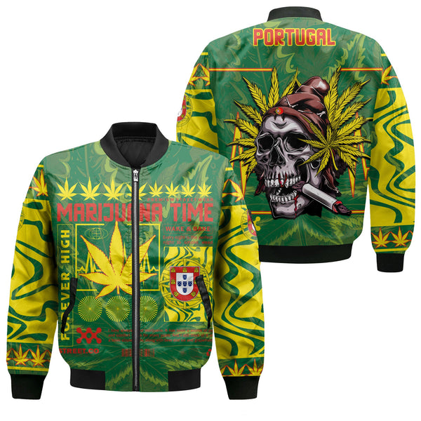 Portugal Bomber Jacket Flag & Coat Of Arms Marijuanas Style