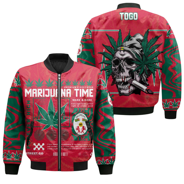 Togo Bomber Jacket Flag & Coat Of Arms Marijuanas Style