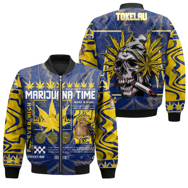 Tokelau Bomber Jacket Flag & Coat Of Arms Marijuanas Style