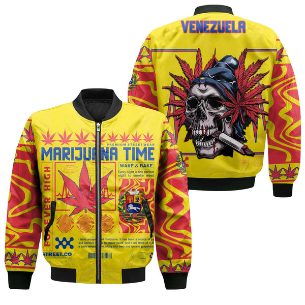 Venezuela Bomber Jacket Flag & Coat Of Arms Marijuanas Style