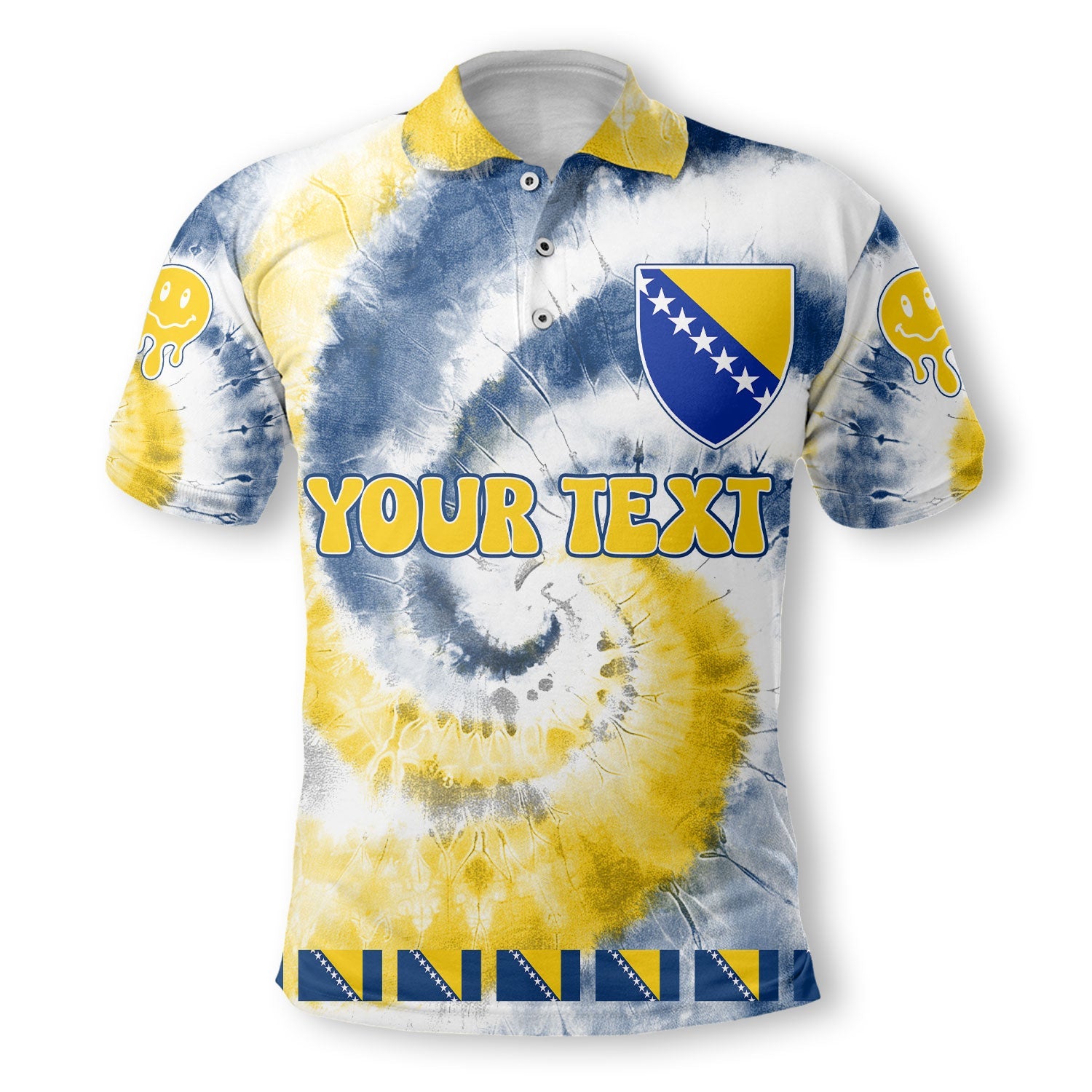 Bosnia And Herzegovina Polo Shirt Custom Tie Dye Style 2